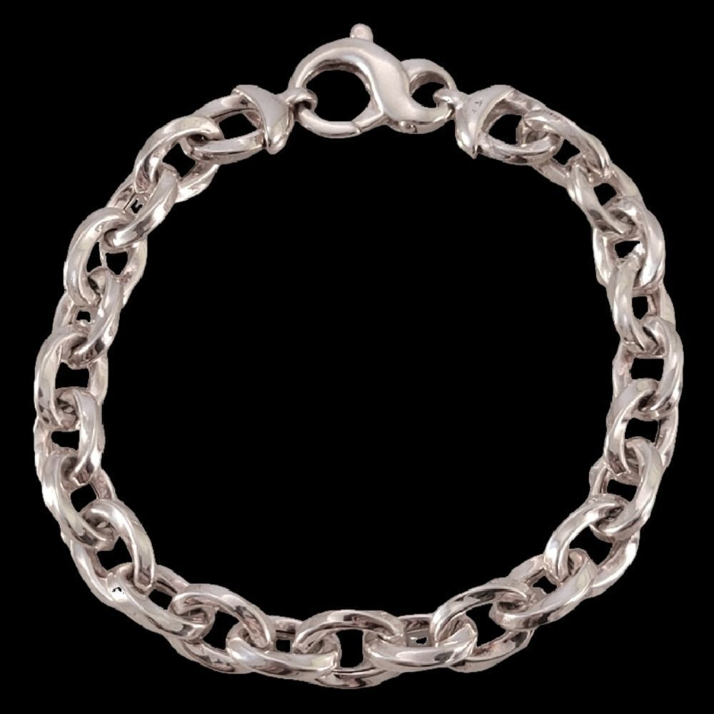 Sterling Italy Contemporary Twisted Oval Link Bracelet